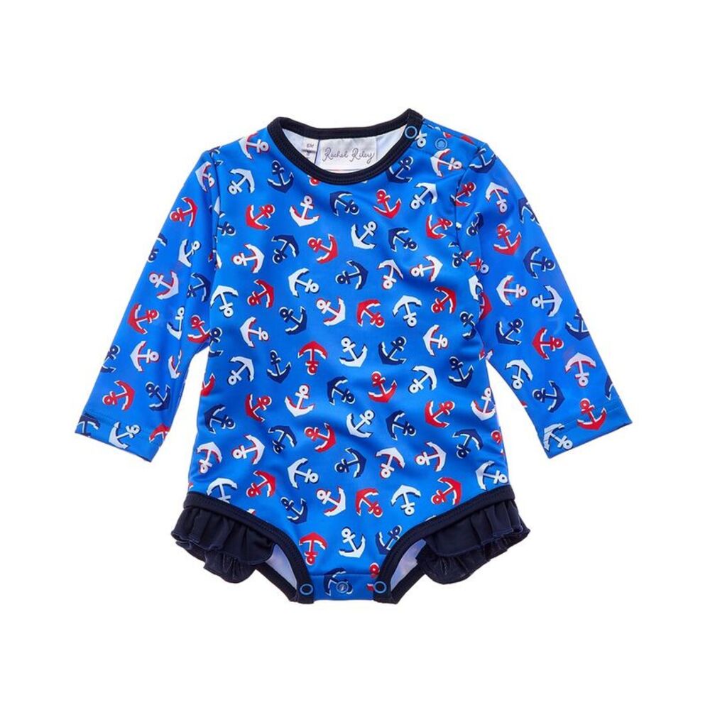 Rachel Riley Girls Anchor Frill Rash Guard - Picture 1 of 2